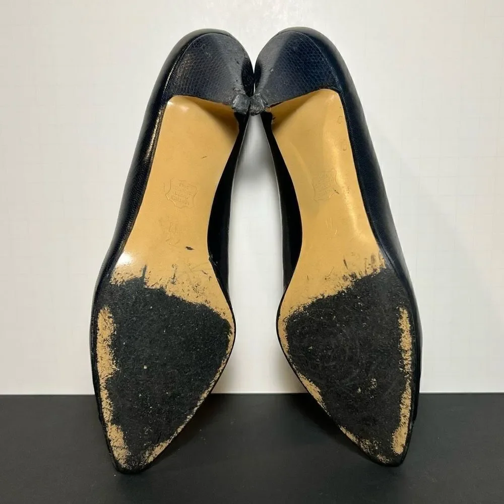Womens CARESSA Navy Blue Cap Toe Embellished Pump Heels / Size 7.5 Medium
